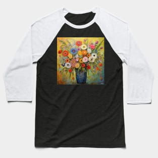 Folk Art Wildlowers in a Vase Baseball T-Shirt